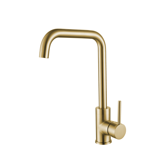 Monument Tap - Side Lever Square Neck Mixer Tap - Gold Brass
