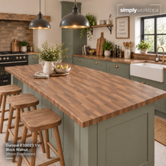Duropal Block Walnut - 40mm Post Formed - Top Velvet Finish