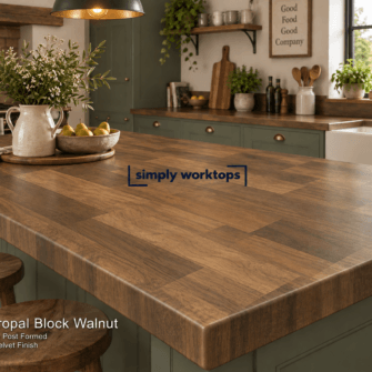Duropal Block Walnut - 40mm Post Formed - Top Velvet Finish