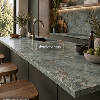 Duropal Breccia Paradiso - 20mm Square Edged - Enhanced Semi Matt