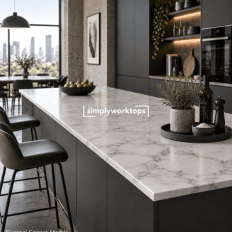 Duropal Carrara Marble - 40mm Post Formed - Enhanced Semi Matt