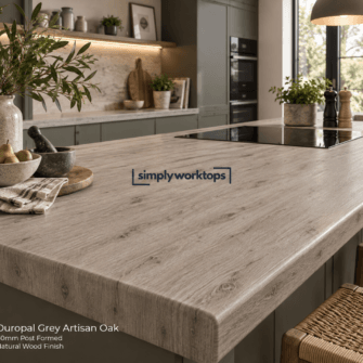 Duropal Grey Artisan Oak - 40mm Post Formed - Natural Wood Finish