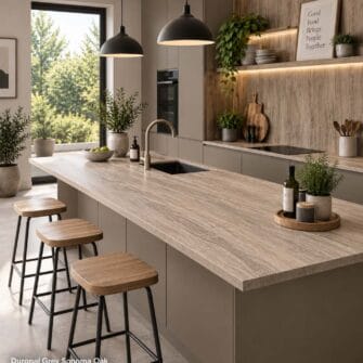 Duropal Grey Sonoma Oak - 20mm Square Edged - Rustic Wood Finish