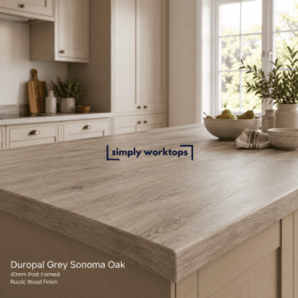 Duropal Grey Sonoma Oak - 40mm Post Formed - Rustic Wood Finish