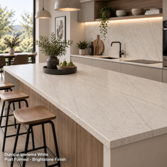 Duropal Ipanema White - 40mm Post Formed - Brightstone Finish