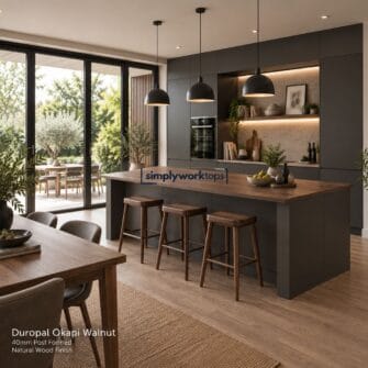 Duropal Okapi Walnut - 40mm Post Formed - Natural Wood Finish