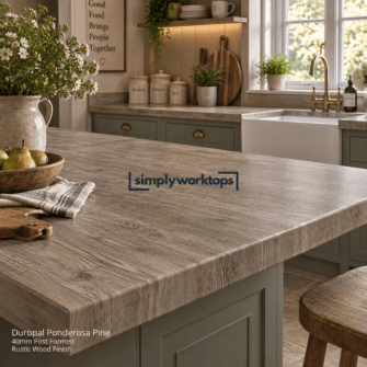 Duropal Ponderosa Pine - 40mm Post Formed - Rustic Wood Finish