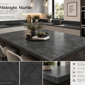 Topshape - Matt - Midnight Marble - Square Edge