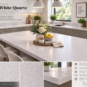 Topshape - Pearl - White Quartz - Square Edge