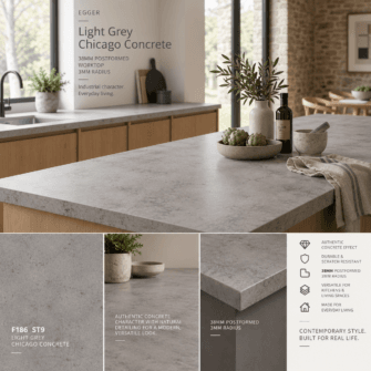 Egger - Light Grey Chicago Concrete - 38mm Post Formed