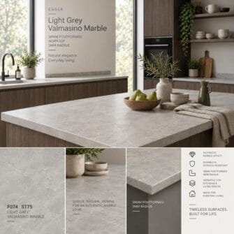 Egger - Light Grey Valmasino Marble - 38mm Post Formed