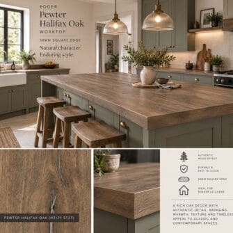 Egger - Pewter Halifax Oak - 38mm Square Edge
