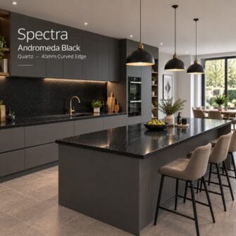 Spectra - Andromeda Black - Quartz - 40mm Curved Edge