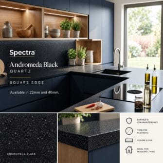 Spectra - Andromeda Black - Quartz - 22mm & 40mm Square Edge
