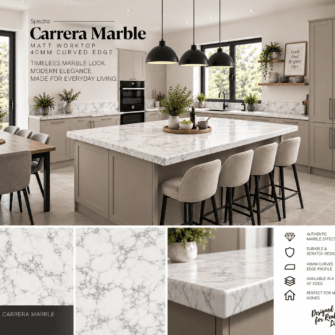 Spectra - Carrera Marble - Matt - 40mm Curved Edge