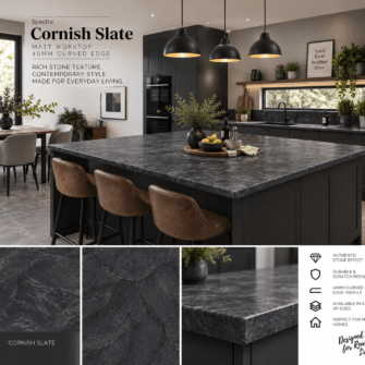 Spectra - Cornish Slate - Matt - 40mm Curved Edge