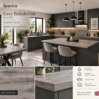 Spectra - Grey British Oak - Wood - 22mm & 40mm Square Edge