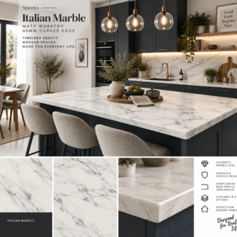 Spectra - Italian Marble - Matt- 40mm Curved Edge