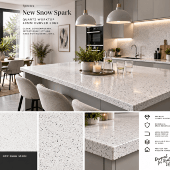 Spectra - New Snow Spark - Quartz - 40mm Curved Edge