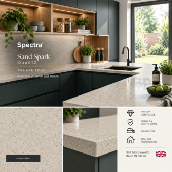 Spectra - Sand Spark - Quartz - 22mm & 40mm Square Edge