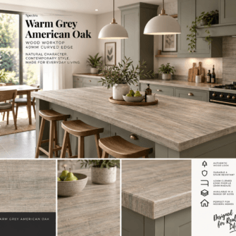 Spectra - Warm Grey American Oak - Wood - 40mm Curved Edge