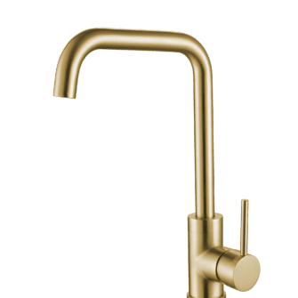 Monument Tap - Side Lever Square Neck Mixer Tap - Gold Brass
