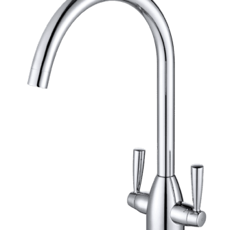 Monument Tap - Twin Lever Round Neck Mixer Tap - Chrome