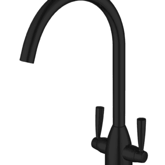Monument Tap - Twin Lever Round Neck Mixer Tap - Matt Black