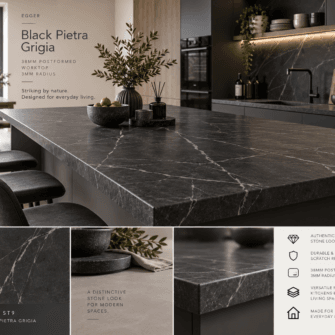Egger - Black Pietra Grigia - 38mm Post Formed