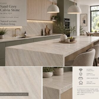 Egger – Sand Grey Calvia Stone - 25mm Square Edge