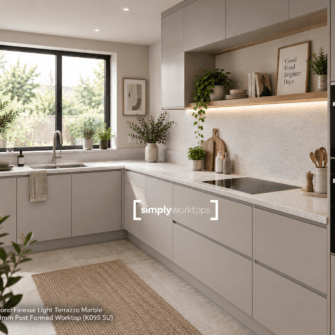 Krono Finesse - Light Terrazzo Marble - 22mm Square Edge