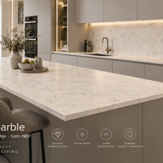 Formica - Aura Marble - 22mm Square Edge - Satin NDF