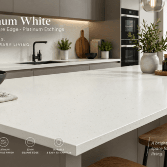 Formica - Platinum White - 22mm Square Edge - Platinum Etchings
