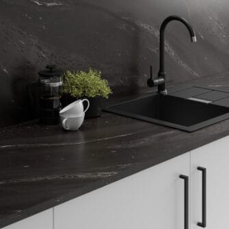 Formica - Black Painted Marble - 22mm Square Edge - Satin NDF
