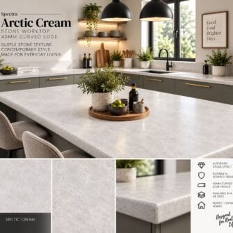 Spectra - Arctic Cream- Stone - 40mm Curved Edge