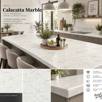 Spectra - Calacatta Marble Matt - 40mm Curved Edge