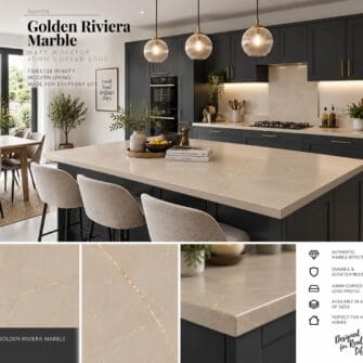 Spectra - Golden Riviera Marble - Matt - 40mm Curved Edge