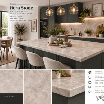 Spectra - Hera Stone - Matt - 40mm Curved Edge