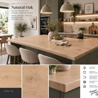Spectra - Natural Oak- Wood - 40mm Curved Edge