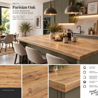 Spectra - Parisian Oak - Wood - 40mm Curved Edge
