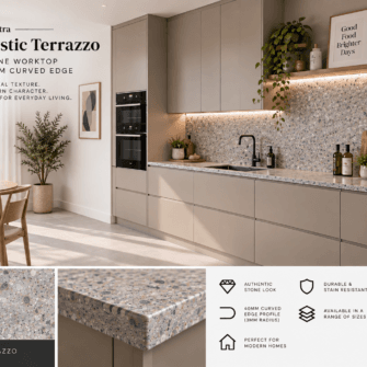 Spectra - Rustic Terrazzo - Stone - 40mm Curved Edge