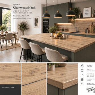 Spectra - Sherwood Oak - Wood - 40mm Curved Edge