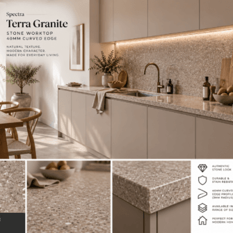Spectra - Terra Granite - Stone - 40mm Curved Edge
